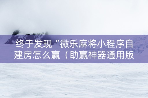 终于发现“微乐麻将小程序自建房怎么赢（助赢神器通用版）