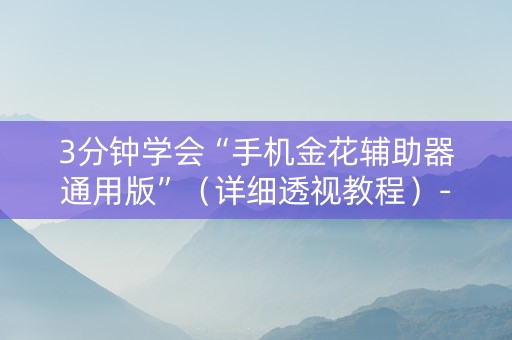 3分钟学会“手机金花辅助器通用版”（详细透视教程）-哔哩哔哩