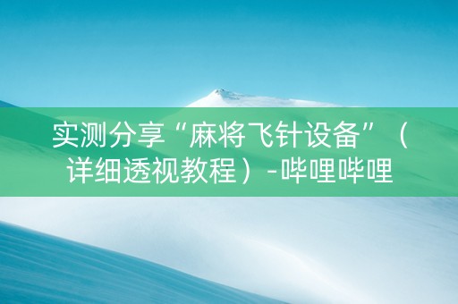 实测分享“麻将飞针设备”（详细透视教程）-哔哩哔哩
