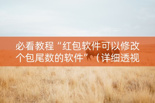 必看教程“红包软件可以修改个包尾数的软件”（详细透视教程）-哔哩哔哩