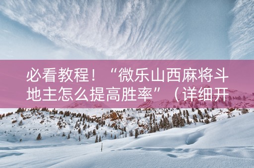 必看教程！“微乐山西麻将斗地主怎么提高胜率”（详细开挂教程）-哔哩哔哩