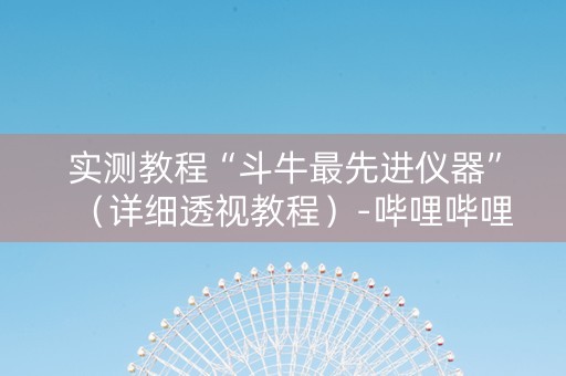 实测教程“斗牛最先进仪器”（详细透视教程）-哔哩哔哩