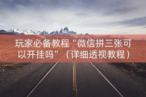 玩家必备教程“微信拼三张可以开挂吗”（详细透视教程）-哔哩哔哩