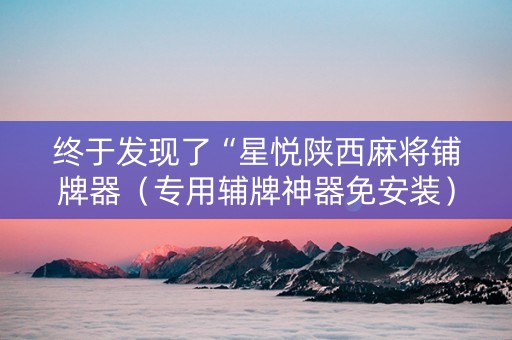 终于发现了“星悦陕西麻将铺牌器（专用辅牌神器免安装）