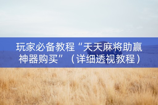 玩家必备教程“天天麻将助赢神器购买”（详细透视教程）-哔哩哔哩