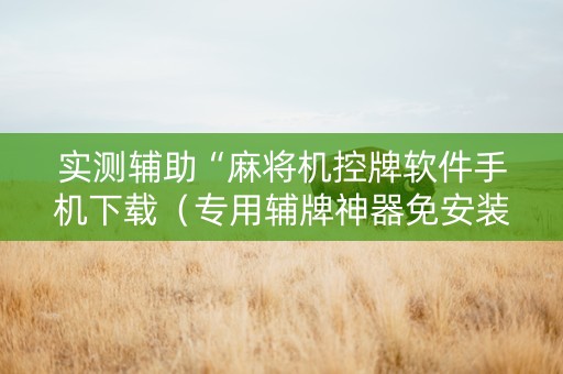 实测辅助“麻将机控牌软件手机下载（专用辅牌神器免安装）