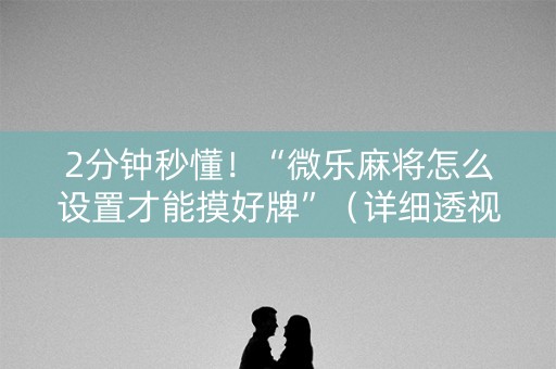 2分钟秒懂！“微乐麻将怎么设置才能摸好牌”（详细透视教程）-哔哩哔哩