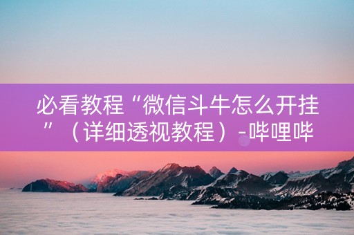 必看教程“微信斗牛怎么开挂”（详细透视教程）-哔哩哔哩