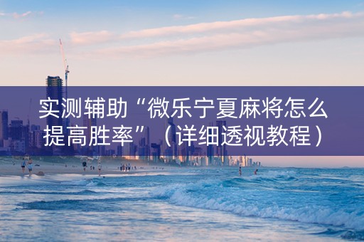 实测辅助“微乐宁夏麻将怎么提高胜率”（详细透视教程）-哔哩哔哩