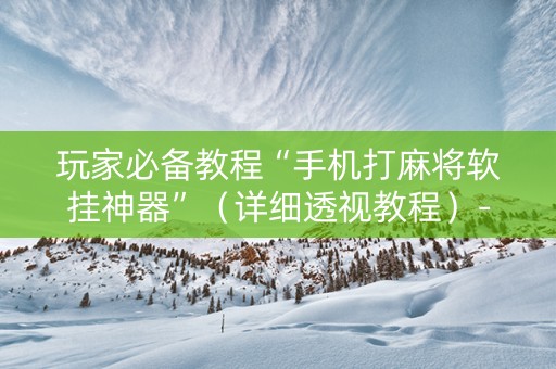 玩家必备教程“手机打麻将软挂神器”（详细透视教程）-哔哩哔哩