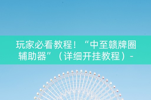 玩家必看教程！“中至赣牌圈辅助器”（详细开挂教程）-哔哩哔哩