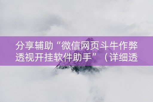 分享辅助“微信网页斗牛作弊透视开挂软件助手”（详细透视教程）-哔哩哔哩