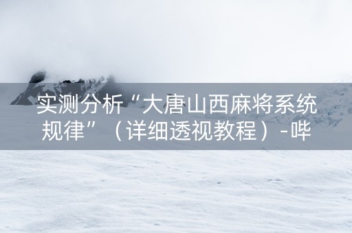 实测分析“大唐山西麻将系统规律”（详细透视教程）-哔哩哔哩