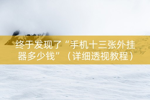 终于发现了“手机十三张外挂器多少钱”（详细透视教程）-哔哩哔哩