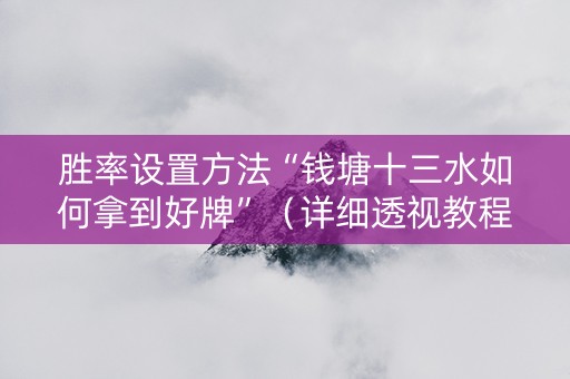 胜率设置方法“钱塘十三水如何拿到好牌”（详细透视教程）-哔哩哔哩