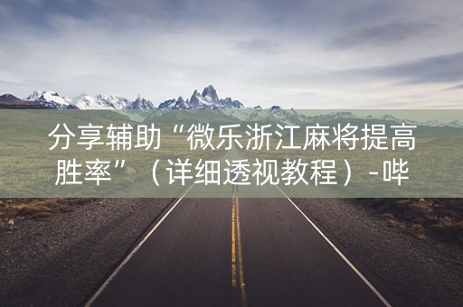 分享辅助“微乐浙江麻将提高胜率”（详细透视教程）-哔哩哔哩