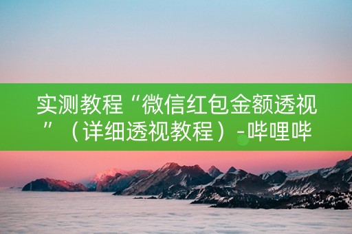 实测教程“微信红包金额透视”（详细透视教程）-哔哩哔哩