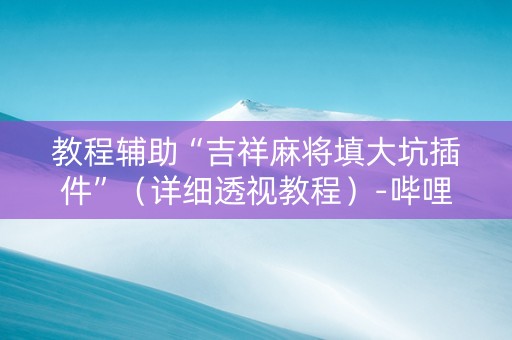 教程辅助“吉祥麻将填大坑插件”（详细透视教程）-哔哩哔哩