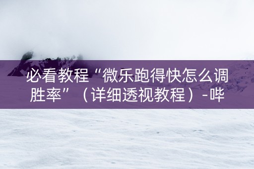 必看教程“微乐跑得快怎么调胜率”（详细透视教程）-哔哩哔哩