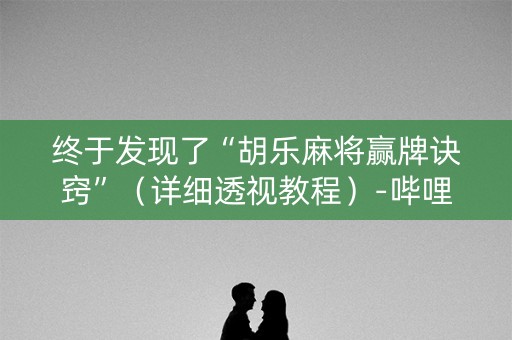 终于发现了“胡乐麻将赢牌诀窍”（详细透视教程）-哔哩哔哩