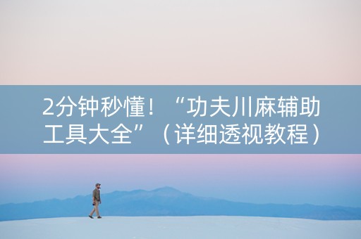 2分钟秒懂！“功夫川麻辅助工具大全”（详细透视教程）-哔哩哔哩