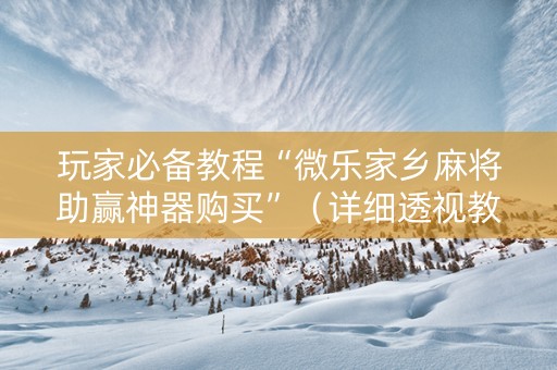 玩家必备教程“微乐家乡麻将助赢神器购买”（详细透视教程）-哔哩哔哩