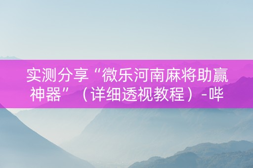 实测分享“微乐河南麻将助赢神器”（详细透视教程）-哔哩哔哩