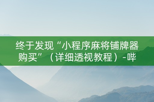终于发现“小程序麻将铺牌器购买”（详细透视教程）-哔哩哔哩