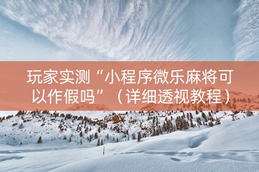 玩家实测“小程序微乐麻将可以作假吗”（详细透视教程）-哔哩哔哩