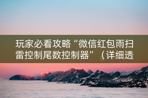 玩家必看攻略“微信红包雨扫雷控制尾数控制器”（详细透视教程）-哔哩哔哩