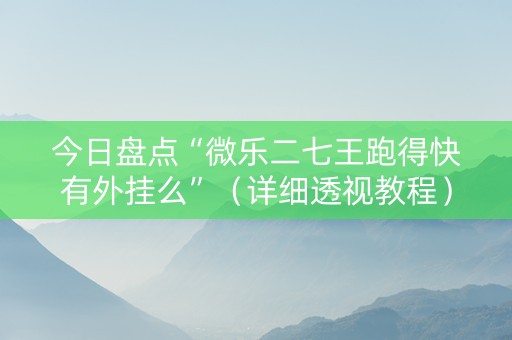 今日盘点“微乐二七王跑得快有外挂么”（详细透视教程）-哔哩哔哩