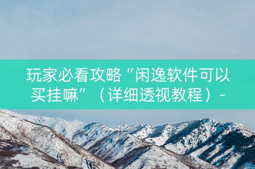 玩家必看攻略“闲逸软件可以买挂嘛”（详细透视教程）-哔哩哔哩