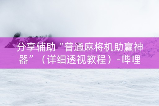 分享辅助“普通麻将机助赢神器”（详细透视教程）-哔哩哔哩