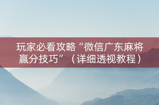 玩家必看攻略“微信广东麻将赢分技巧”（详细透视教程）-哔哩哔哩