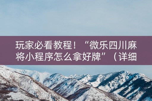 玩家必看教程！“微乐四川麻将小程序怎么拿好牌”（详细透视教程）-哔哩哔哩