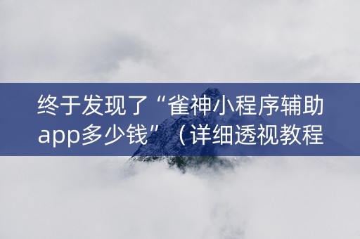 终于发现了“雀神小程序辅助app多少钱”（详细透视教程）-哔哩哔哩