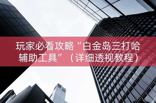 玩家必看攻略“白金岛三打哈辅助工具”（详细透视教程）-哔哩哔哩