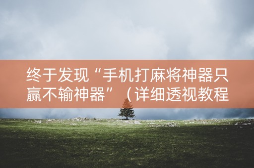 终于发现“手机打麻将神器只赢不输神器”（详细透视教程）-哔哩哔哩