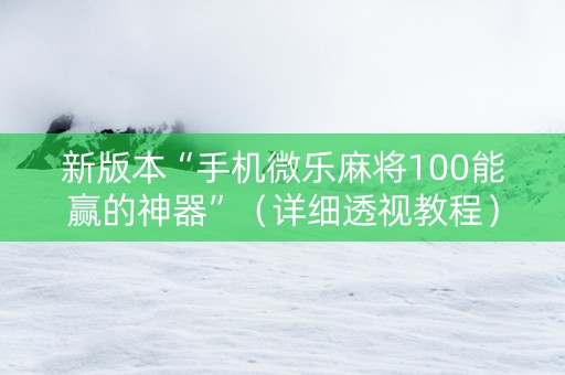 新版本“手机微乐麻将100能赢的神器”（详细透视教程）-哔哩哔哩