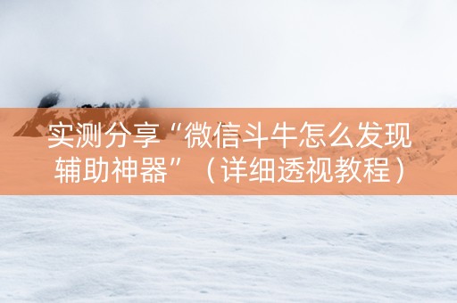 实测分享“微信斗牛怎么发现辅助神器”（详细透视教程）-哔哩哔哩