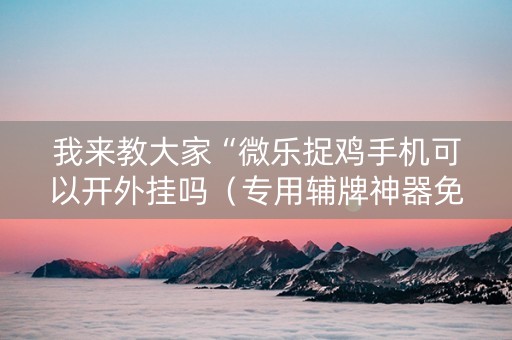 我来教大家“微乐捉鸡手机可以开外挂吗（专用辅牌神器免安装）