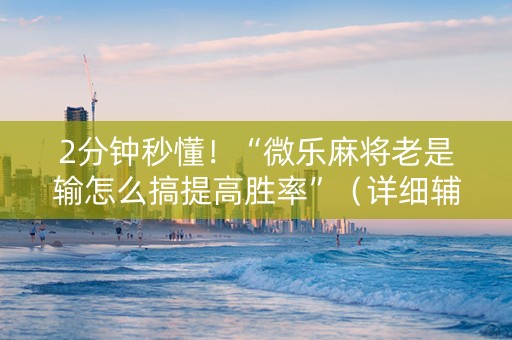 2分钟秒懂！“微乐麻将老是输怎么搞提高胜率”（详细辅助教程）-哔哩哔哩
