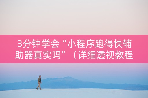 3分钟学会“小程序跑得快辅助器真实吗”（详细透视教程）-哔哩哔哩