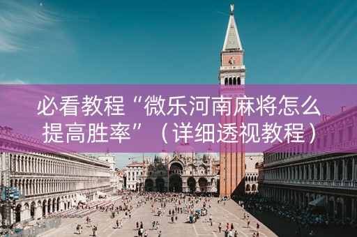 必看教程“微乐河南麻将怎么提高胜率”（详细透视教程）-哔哩哔哩