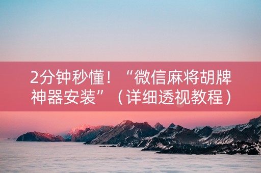 2分钟秒懂！“微信麻将胡牌神器安装”（详细透视教程）-哔哩哔哩