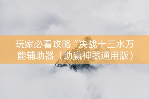 玩家必看攻略“决战十三水万能辅助器（助赢神器通用版）