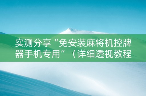 实测分享“免安装麻将机控牌器手机专用”（详细透视教程）-哔哩哔哩