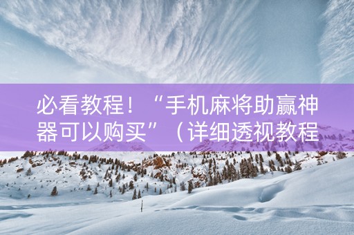 必看教程！“手机麻将助赢神器可以购买”（详细透视教程）-哔哩哔哩