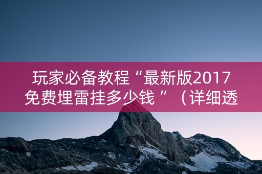 玩家必备教程“最新版2017免费埋雷挂多少钱 ”（详细透视教程）-哔哩哔哩
