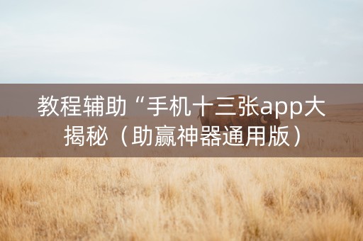 教程辅助“手机十三张app大揭秘（助赢神器通用版）